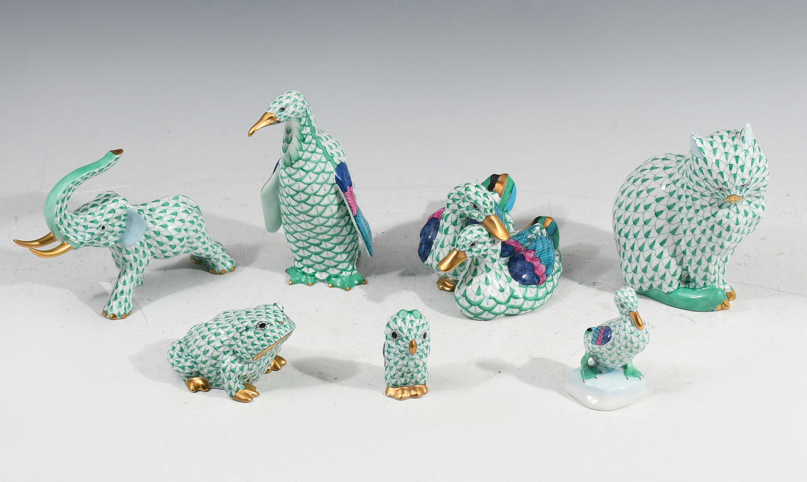 7 PC. HEREND FISHNET PORCELAIN FIGURINES (1 of 6)