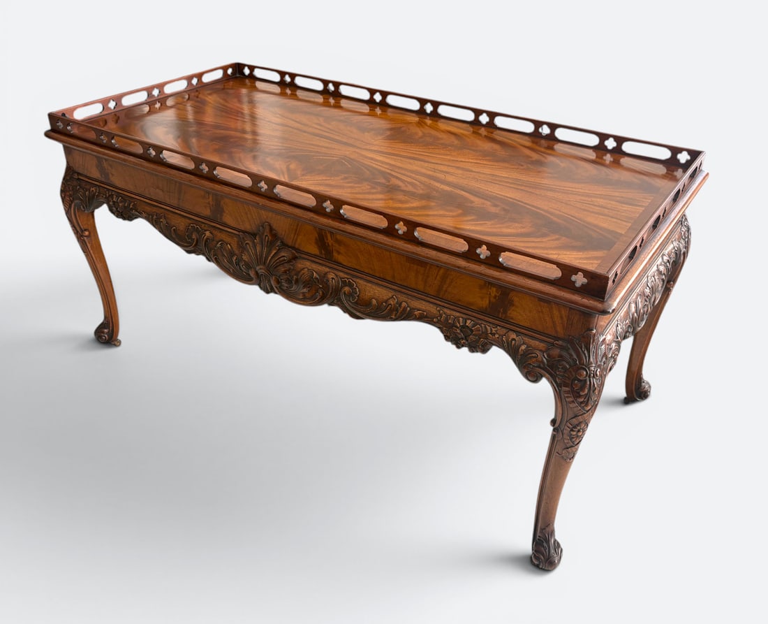 19TH C. ENGLISH FLAME GRAIN MAHOGANY SILVER TABLE (1 of 4)