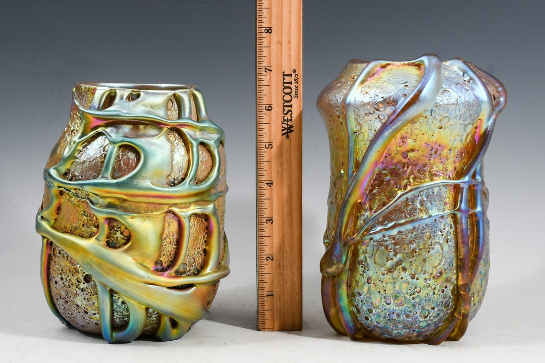 2 PC. LOETZ ATTRIBUTED CYPRIOT LAVA GLASS VASES (1 of 4)