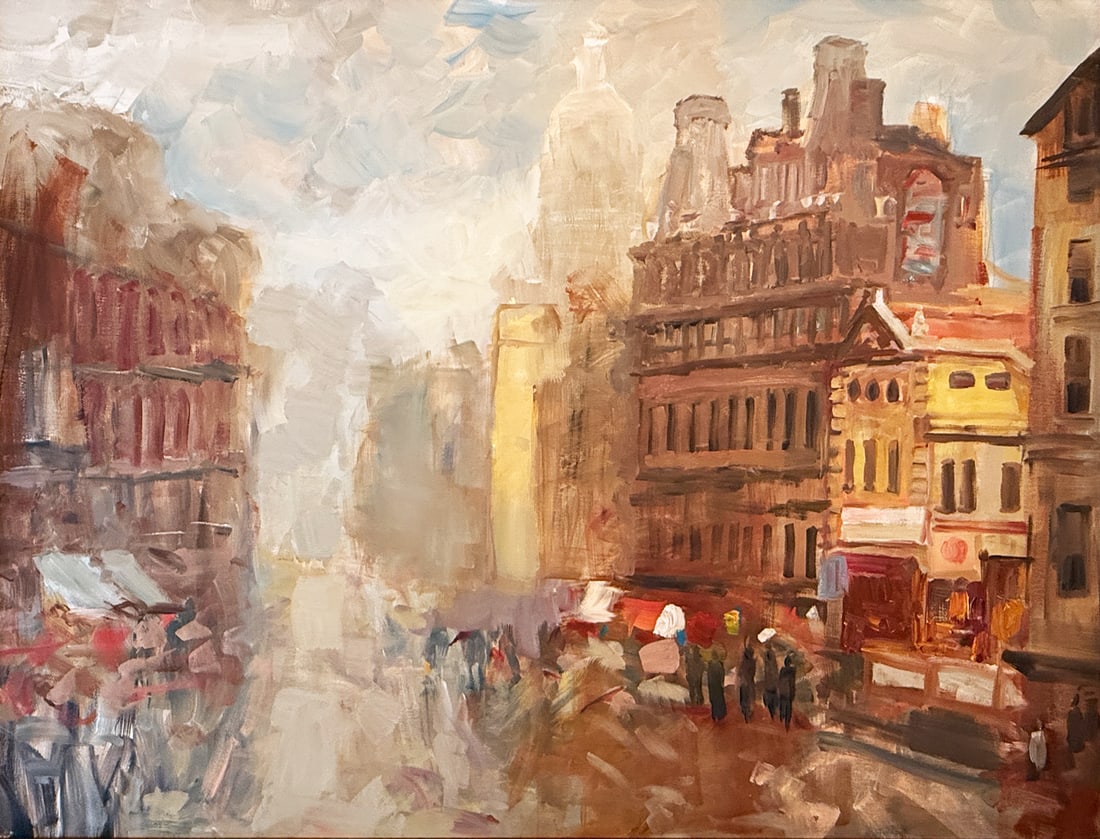 LARGE MURAT KABOULOV PARIS STREET SCENE PAINTING (1 of 3)
