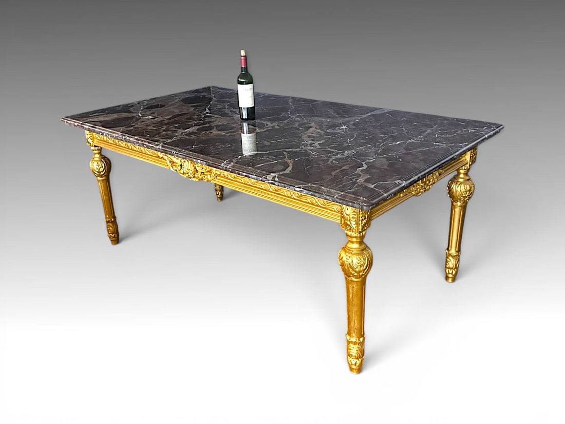 LOUIS XVI STYLE GILTWOOD MARBLE TOP DINING TABLE (1 of 4)