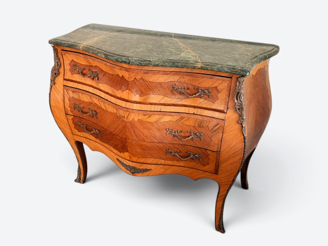 SATINWOOD MARQUETRY INLAID MARBLE TOP COMMODE (1 of 4)