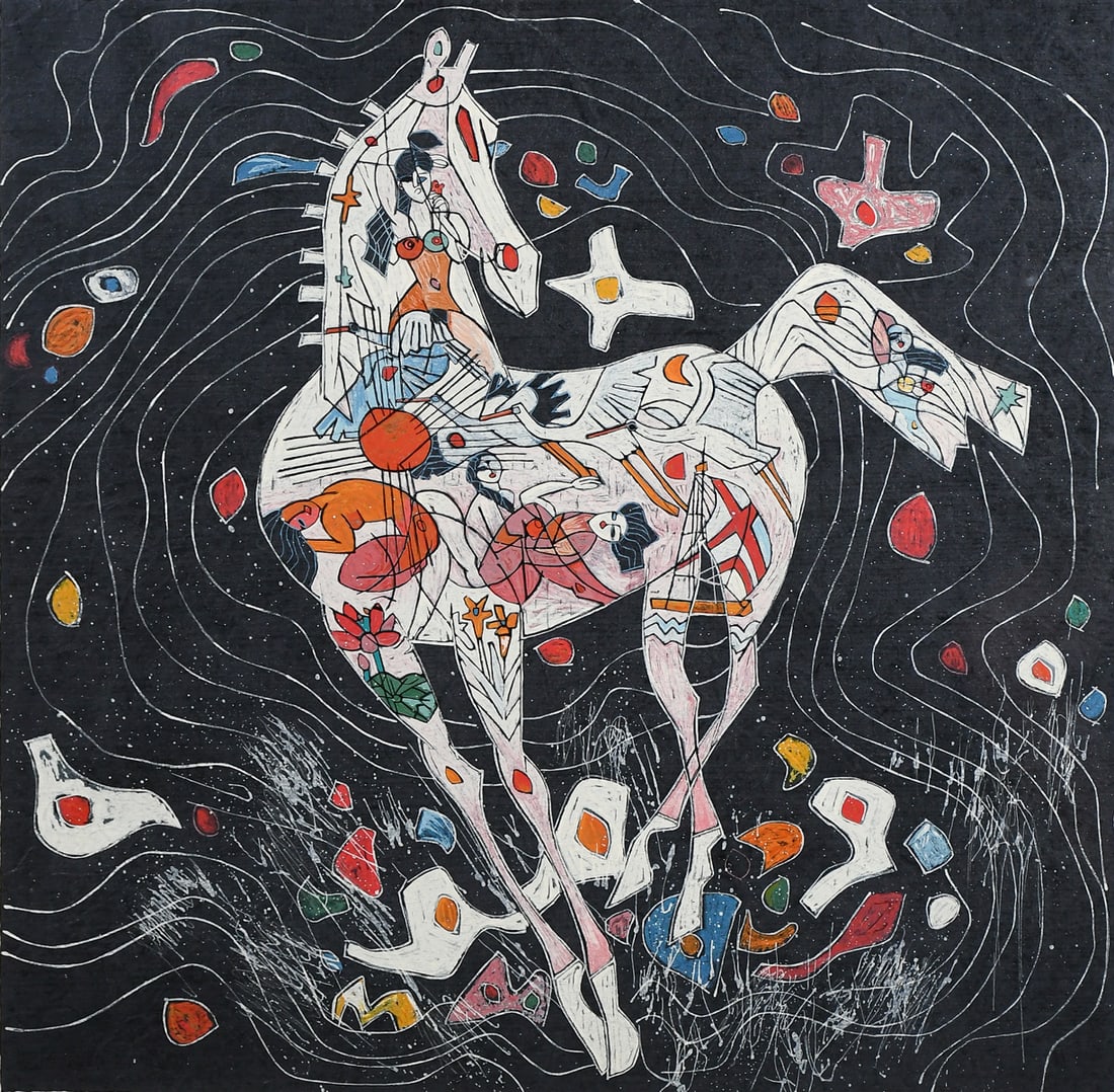 LARGE TIEFANG JIANG "WHITE HORSE" SERIGRAPH (1 of 4)