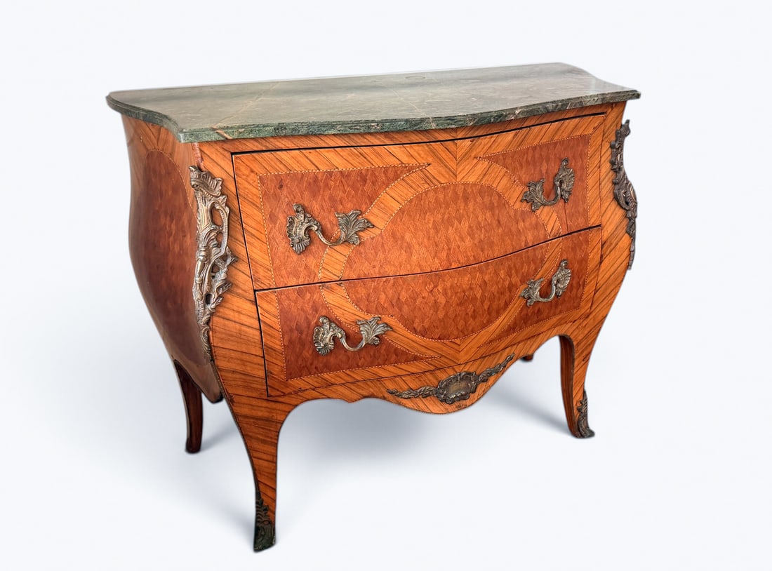 PARQUETRY INLAID MARBLE TOP COMMODE (1 of 5)
