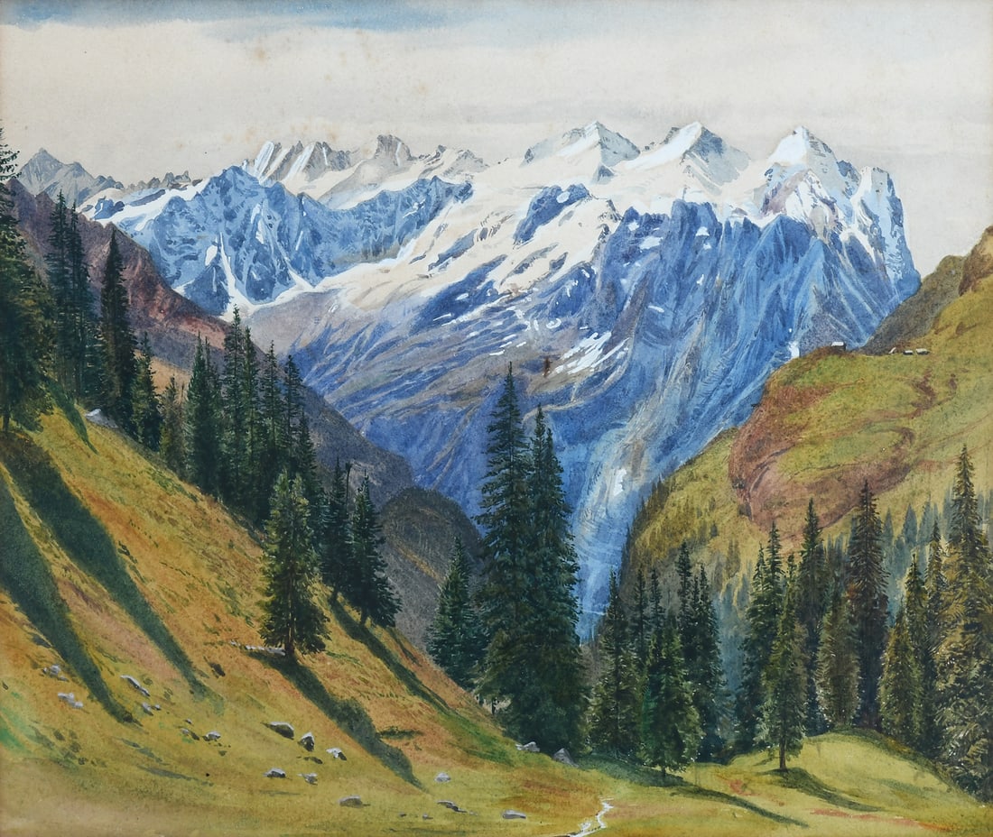 ANTIQUE MATTERHORN SWISS WATERCOLOR PAINTING