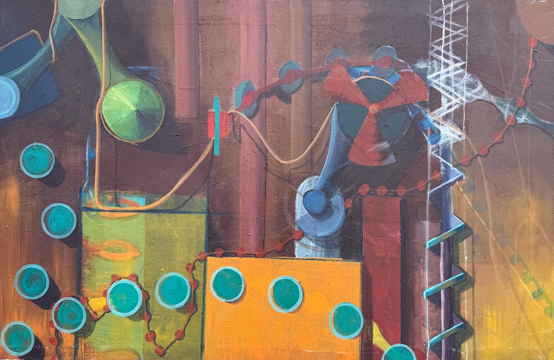LARGE ABSTRACT PAINTING "ASSEMBLY #1" (1 of 3)