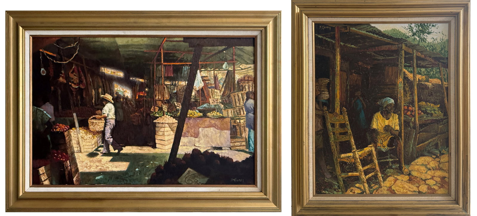 TWO DONALD LEIRER FRUIT MARKET SCENE PAINTINGS (1 of 8)