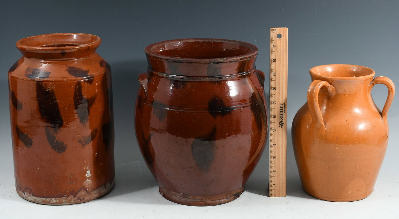 3 PC. 19TH-C. AMERICAN STONEWARE VESSELS (1 of 3)