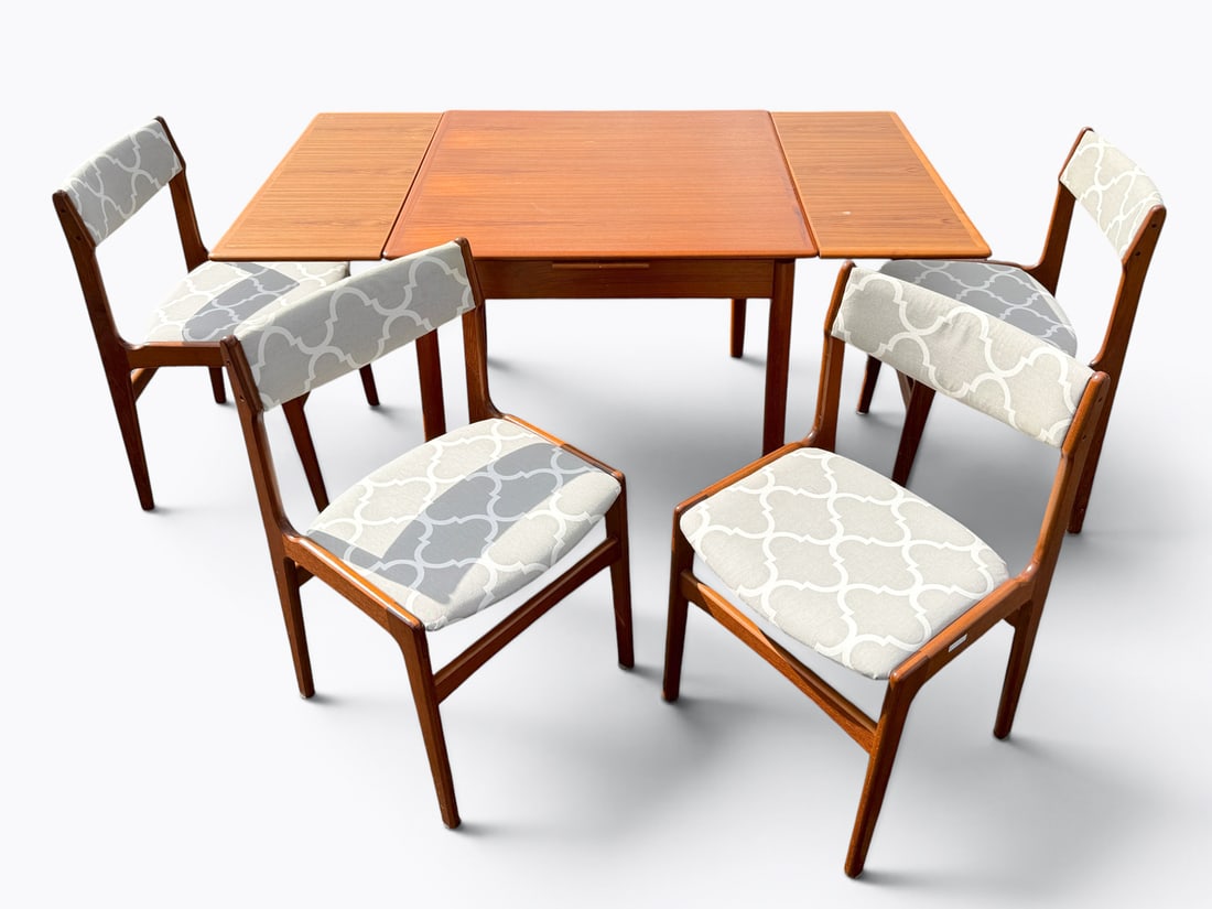 DANISH TEAK BREAKFAST/PUB TABLE & 4 CHAIRS (1 of 3)