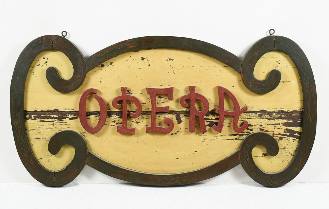 FOLK ART POLYCHROME OPERA ADVERTISMENT SIGN (1 of 3)