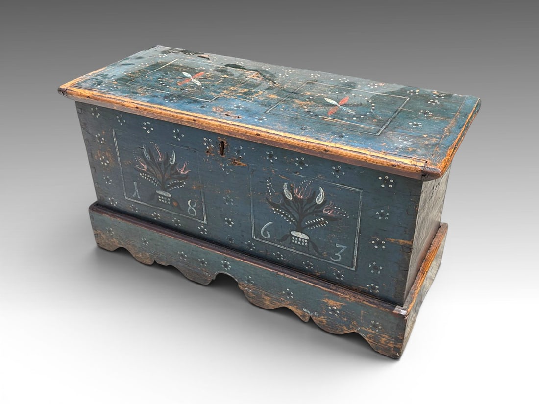 19TH C. NORTHERN EUROPEAN PINE MARRIAGE CHEST (1 of 3)