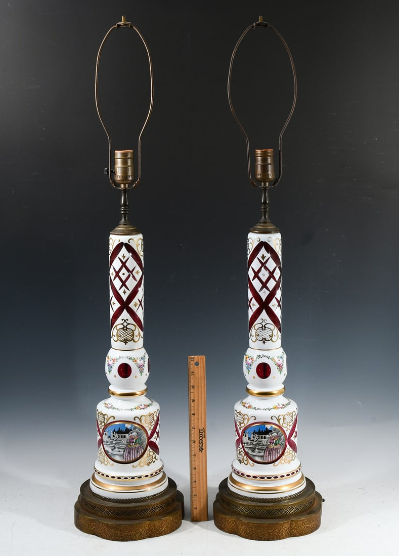 PR. BOHEMIAN CUT TO CRANBERRY LAMPS (1 of 4)