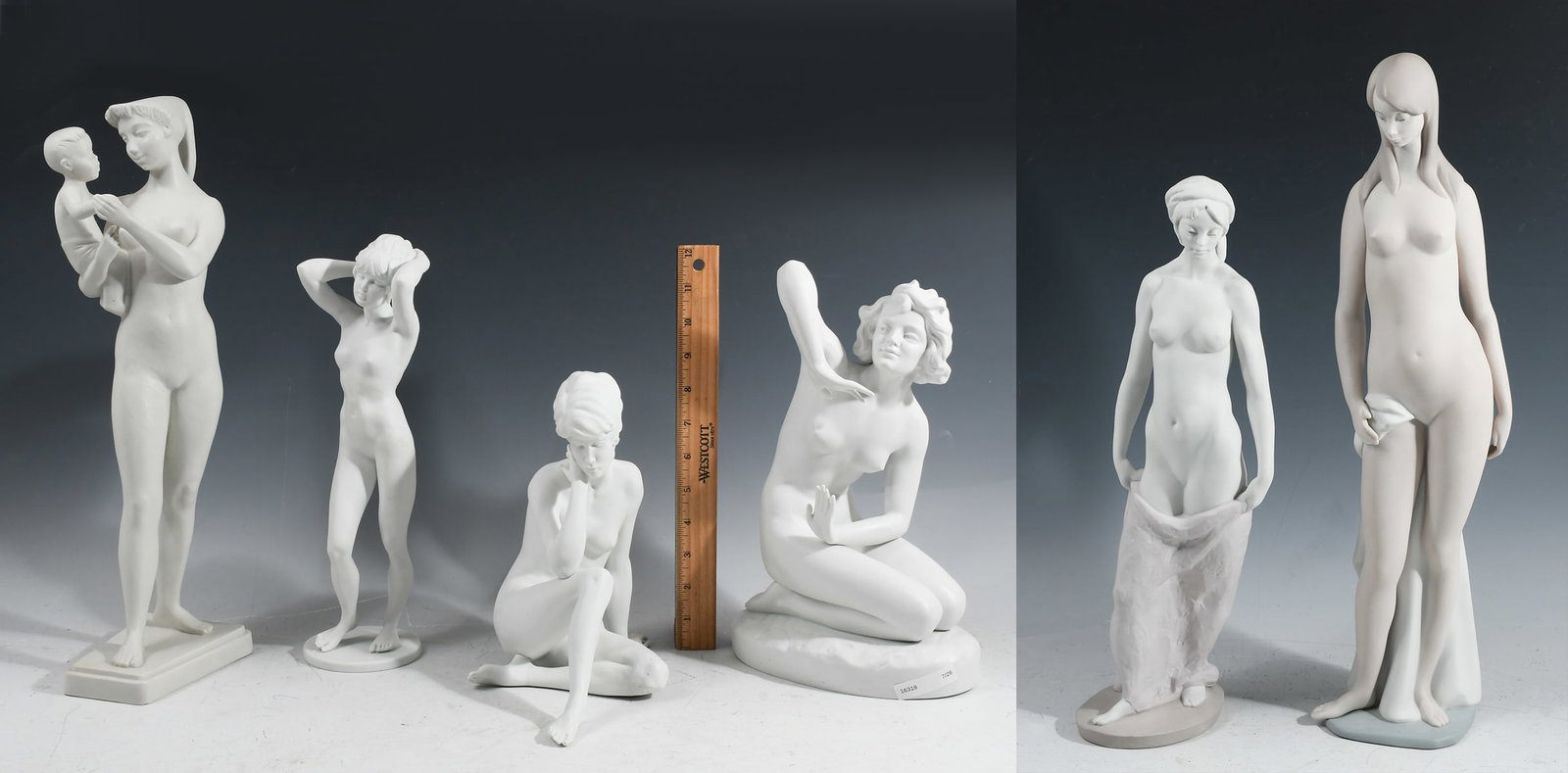 6 PC. BISQUE PORCELAIN NUDE FEMALE FIGURES (1 of 9)