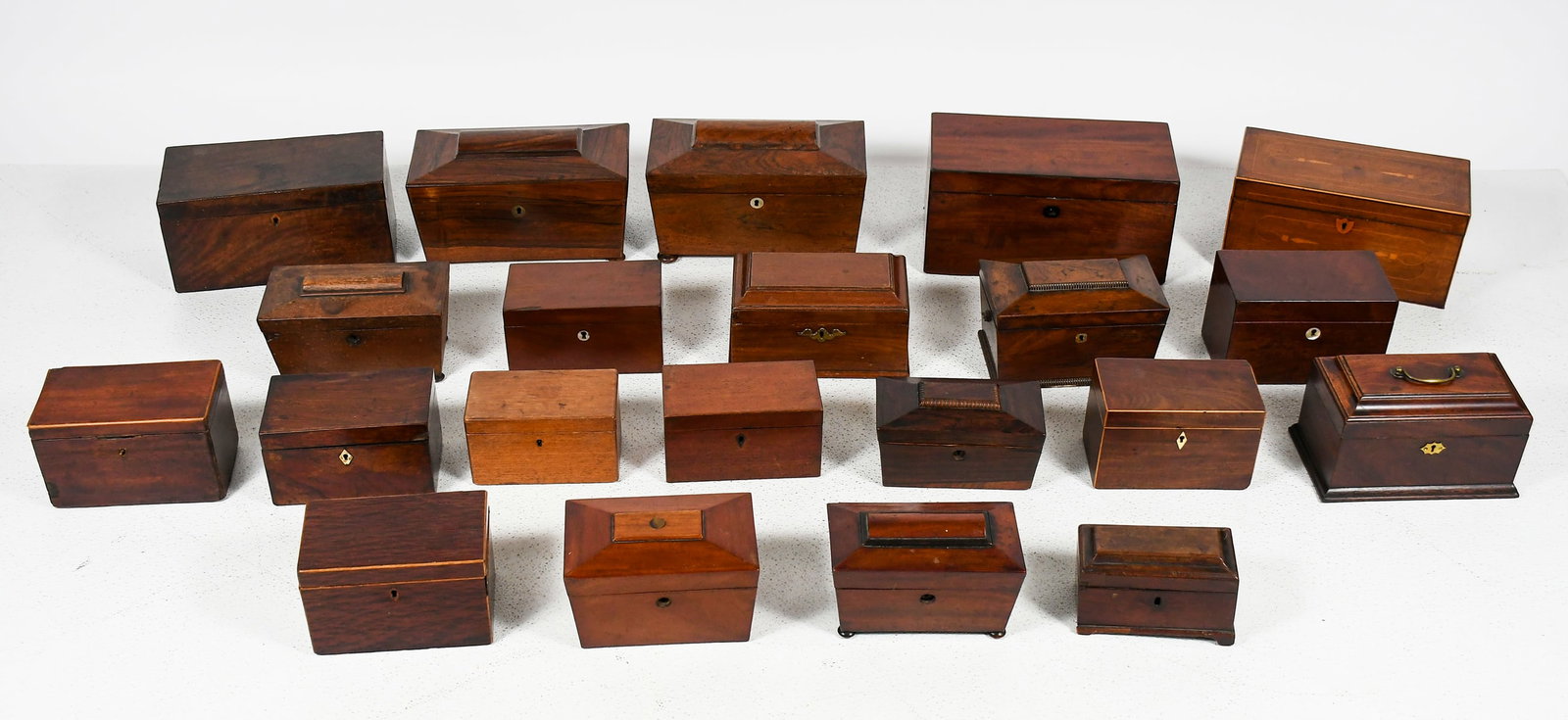 21 PC. ANTIQUE TEA CADDIES (1 of 7)