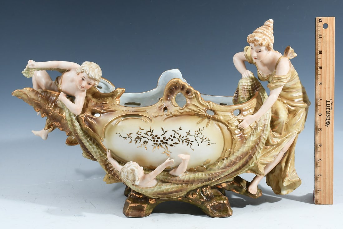ERNST WAHLISS PORCELAIN FIGURAL CENTERPIECE BOWL (1 of 5)
