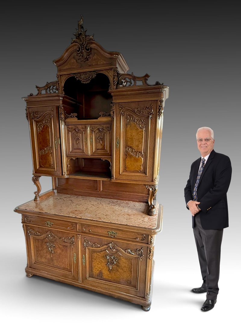 CARVED VICTORIAN STEPBACK CUPBOARD (1 of 1)