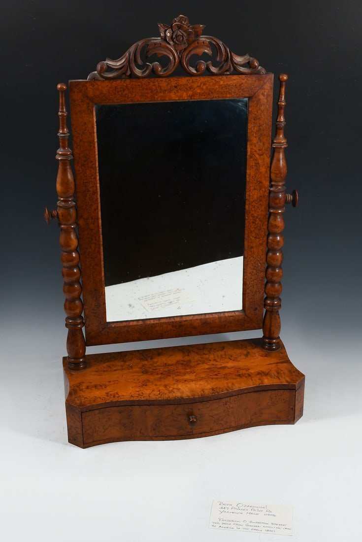 19TH-CENTURY SWEDISH BURLWOOD SHAVING MIRROR (1 of 1)