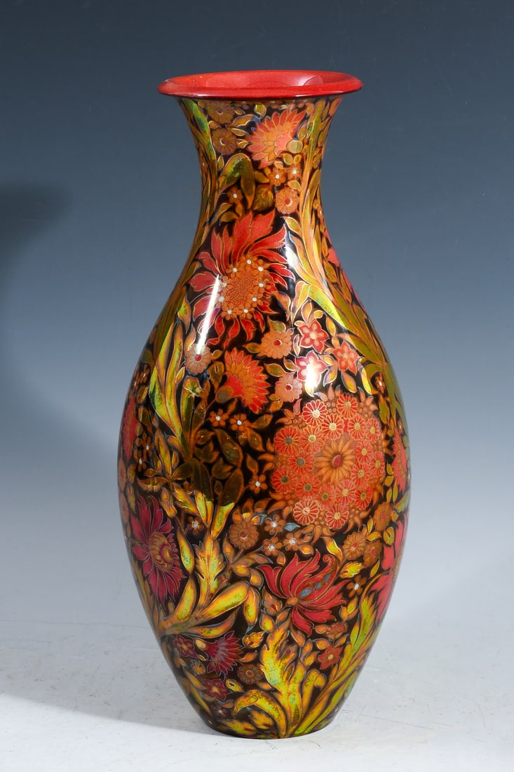 ZSOLNAY PORCELAIN HIGH GLOSS FLORAL VASE (1 of 5)