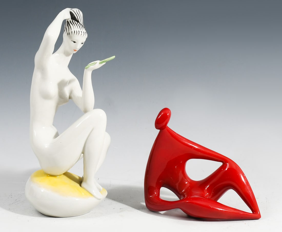 2 PC. ZSOLNAY PORCELAIN MCM FIGURES (1 of 1)