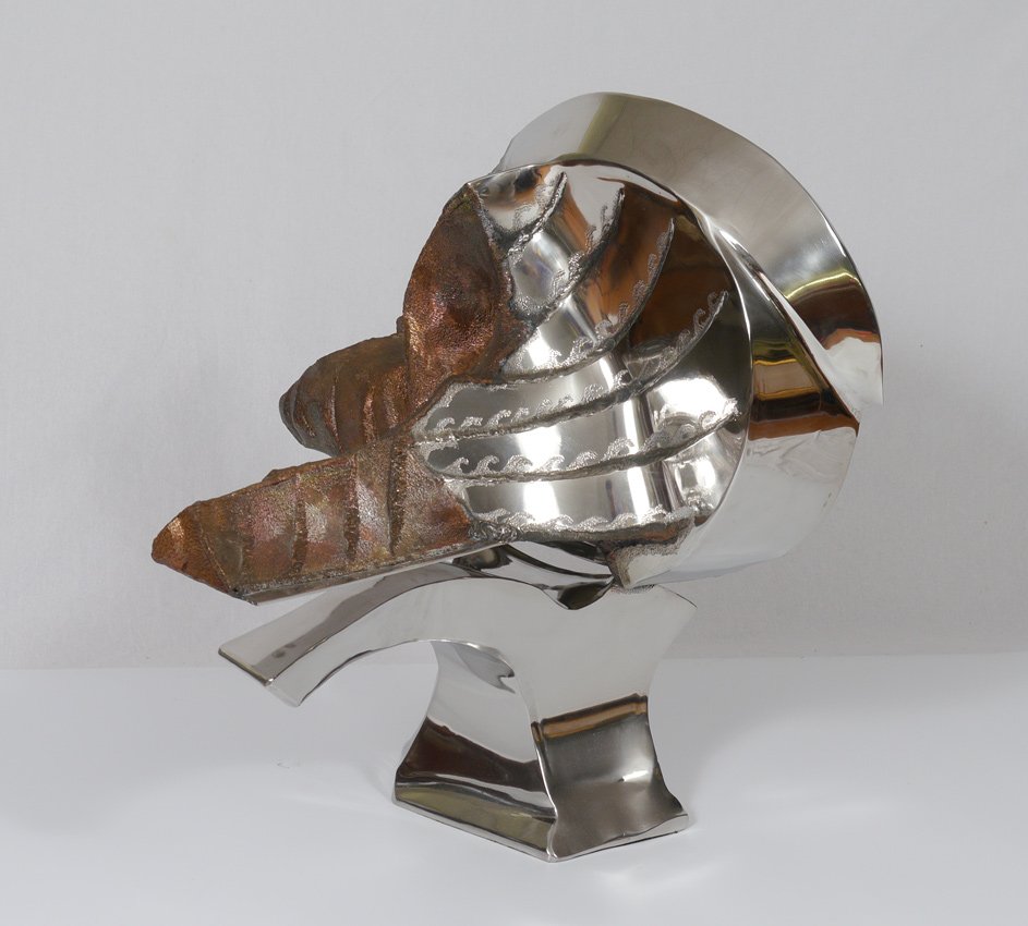 DANIEL BLUE ALUMINUM ART: BLUE, Daniel T., (American, 1958-2013): "Odessa, 1978", Copper, Brass, and Aluminum, 13" x 7" x 23".