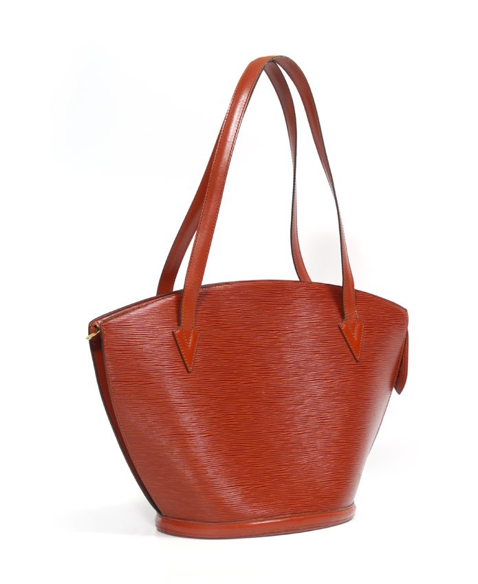 LOUIS VUITTON RED EPI SAINT JACQUES TOTE BAG: LOUIS VUITTON RED EPI SAINT JACQUES TOTE BAG: Authentic Louis Vuitton St. Jacques, rust red color leather. 11 3/4" h. x 17 1/2".