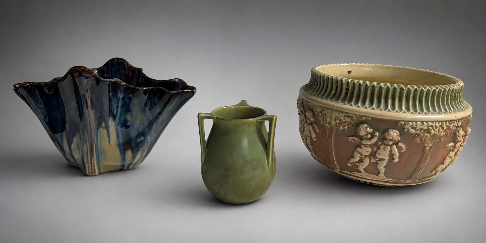 3PC. POTTERY LOT FULPER, ROOKWOOD, ROSEVILLE (1 of 2)