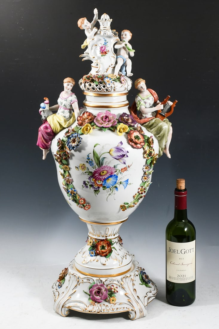 VON SCHIERHOLTZ PORCELAIN FIGURAL LIDDED URN (1 of 4)