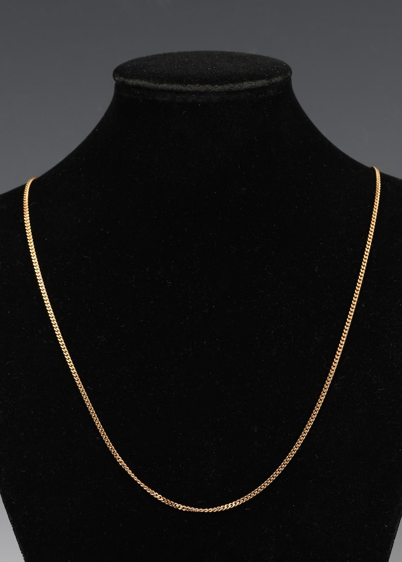 18K VINTAGE FLAT CURB LINK CHAIN (1 of 6)