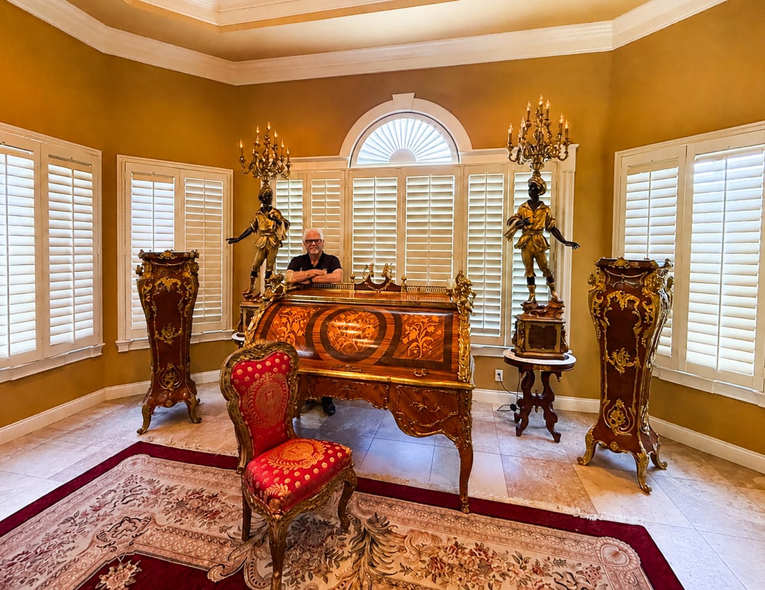 FRENCH LOUIS XVI STYLE ORMOLU MOUNTED DESK WITH CHAIR - 2