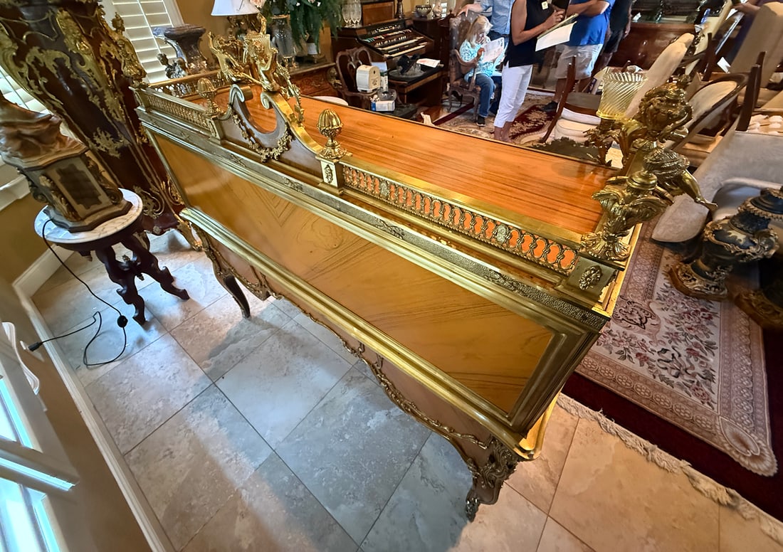 FRENCH LOUIS XVI STYLE ORMOLU MOUNTED DESK WITH CHAIR - 6