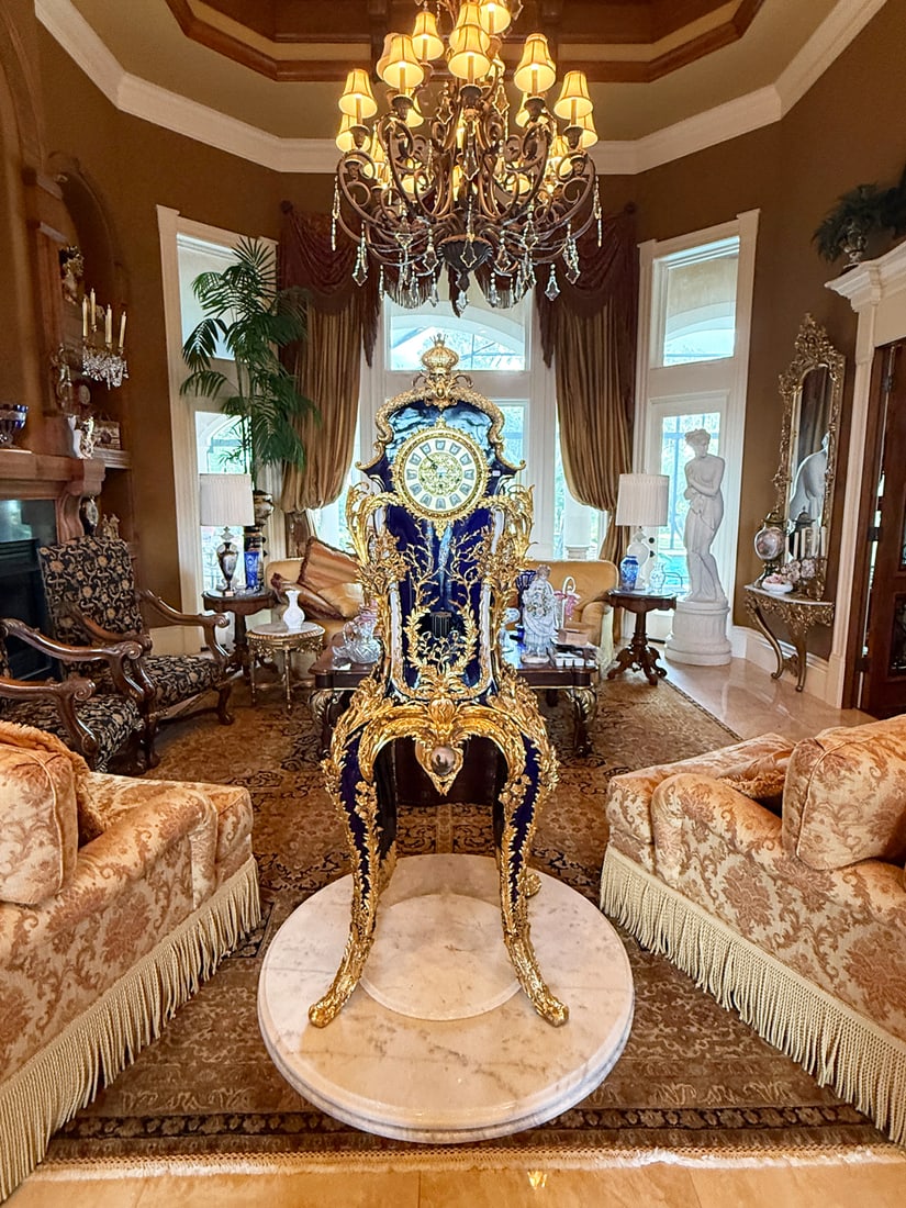 LOUIS XV STYLE FLOOR CLOCK ON LARGE MARBLE BASE (1 of 1)