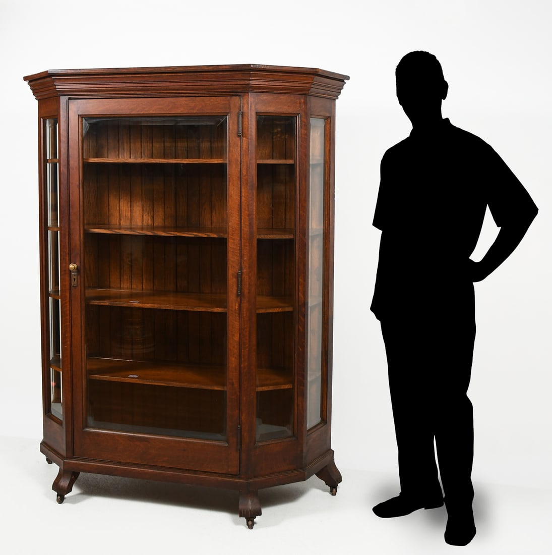 FLINT & HORNER CO. BEVELED GLASS CURIO CABINET (1 of 7)