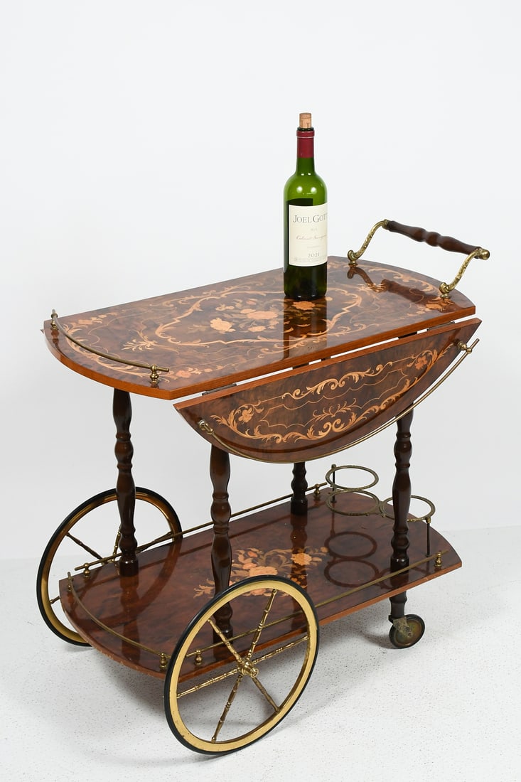 ITALIAN MARQUETRY INLAID BAR/TEA CART (1 of 5)