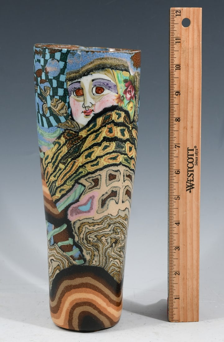 JANE PEISER STUDIO ART POTTERY VASE STYLE OF KLIMT (1 of 4)