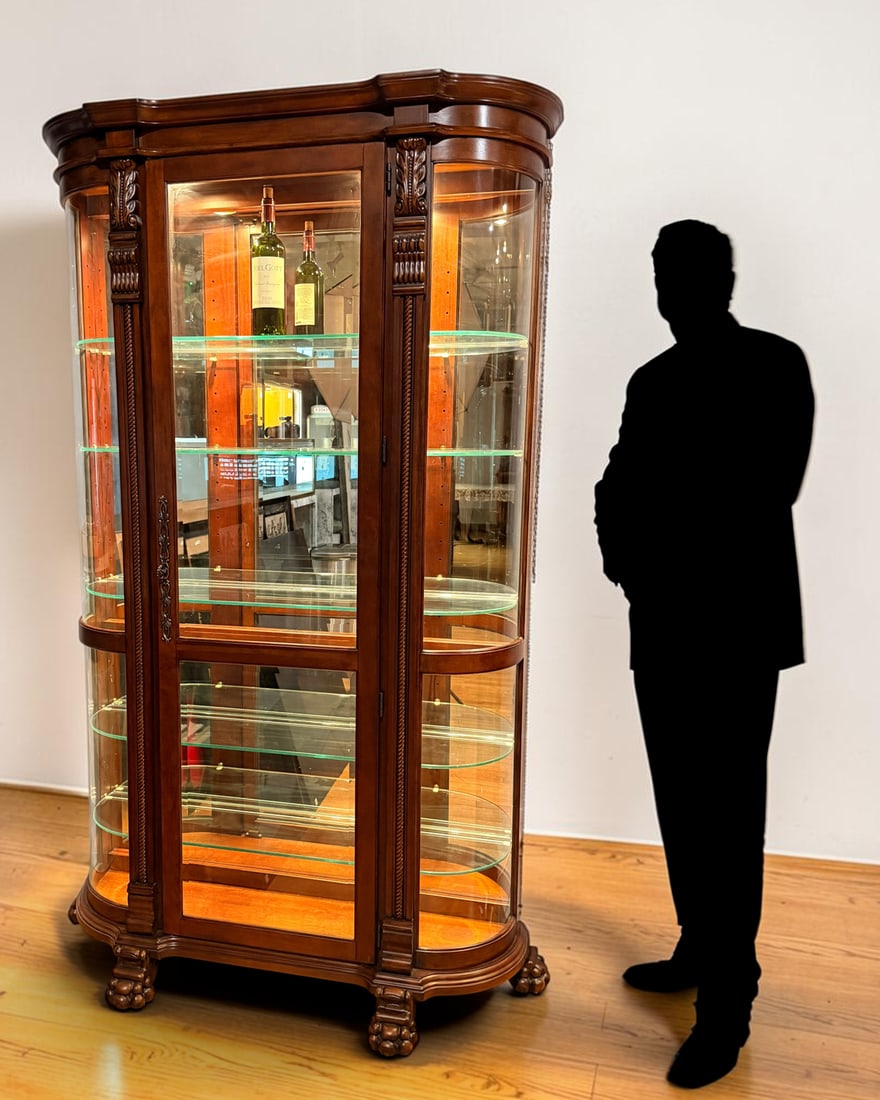 CONTEMPORARY CURVED END CURIO/DISPLAY CABINET (1 of 4)