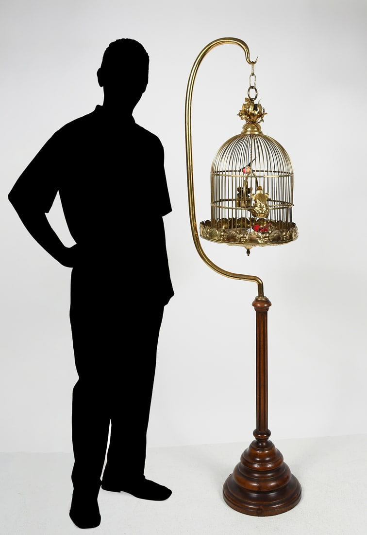 BRASS BIRD CAGE ON STAND (1 of 4)