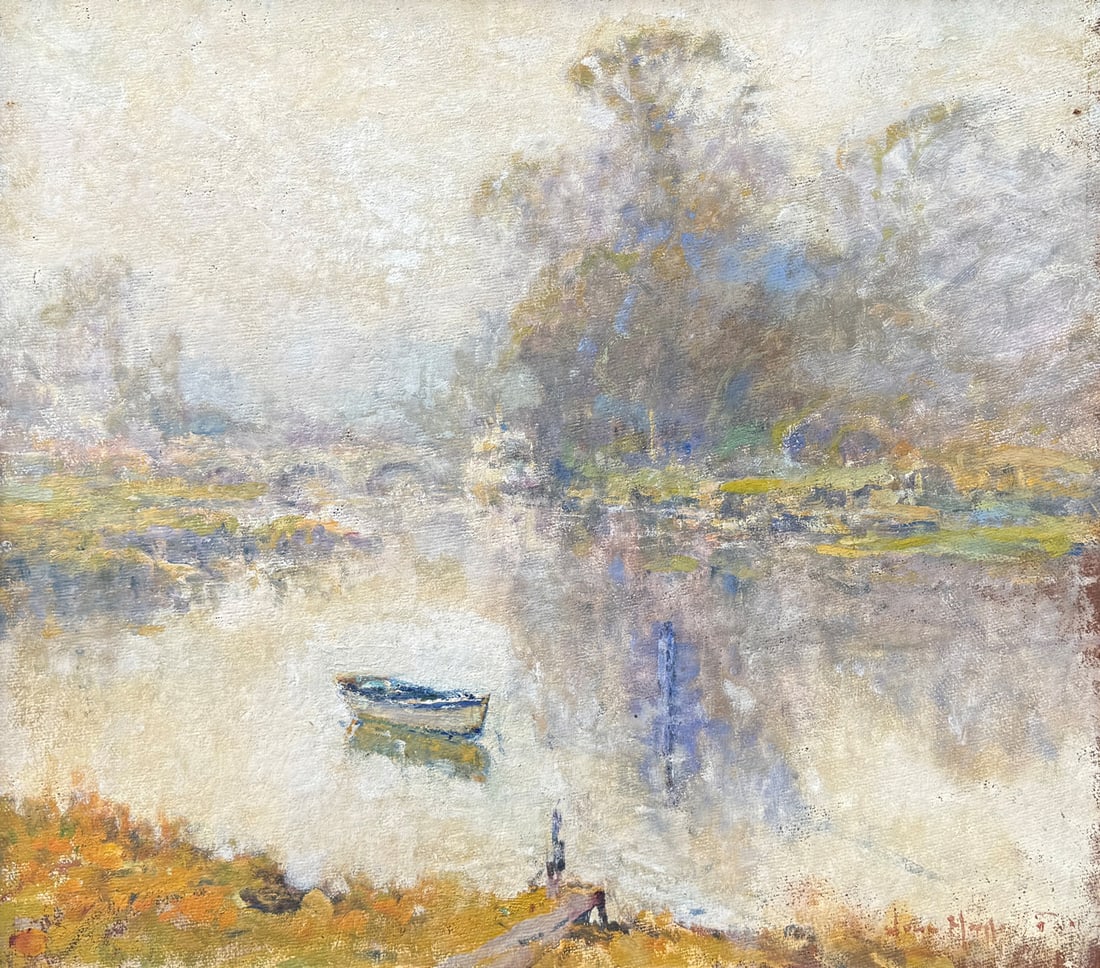 LARGE DOUBLE-SIDED IMPRESSIONIST LANDSCAPE PAINTIN (1 of 4)