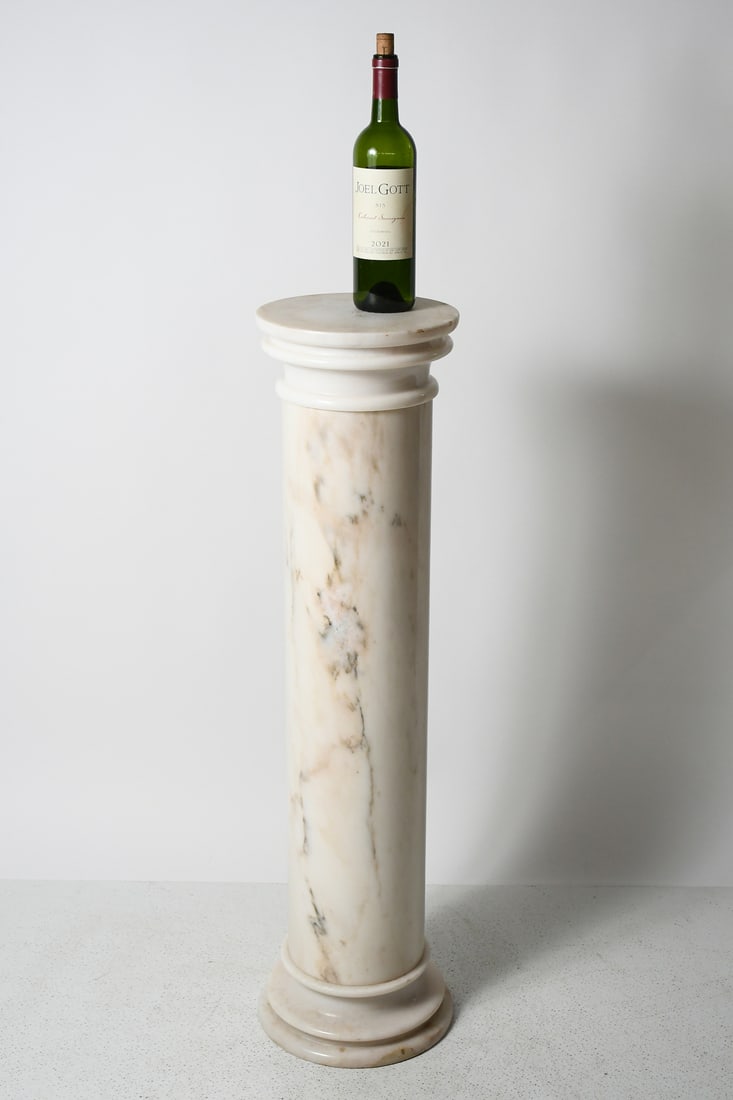 TURNED WHITE MARBLE PEDESTAL (1 of 4)