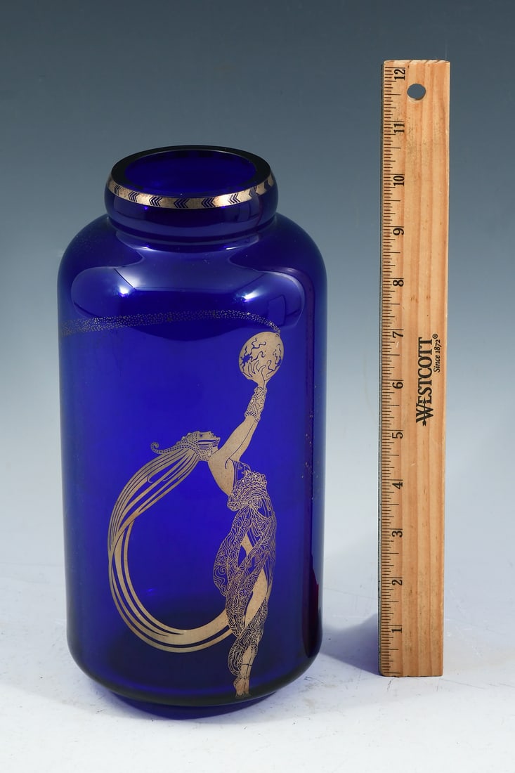 FRANKLIN MINT ERTE "FIERFLIES" COBALT VASE (1 of 4)