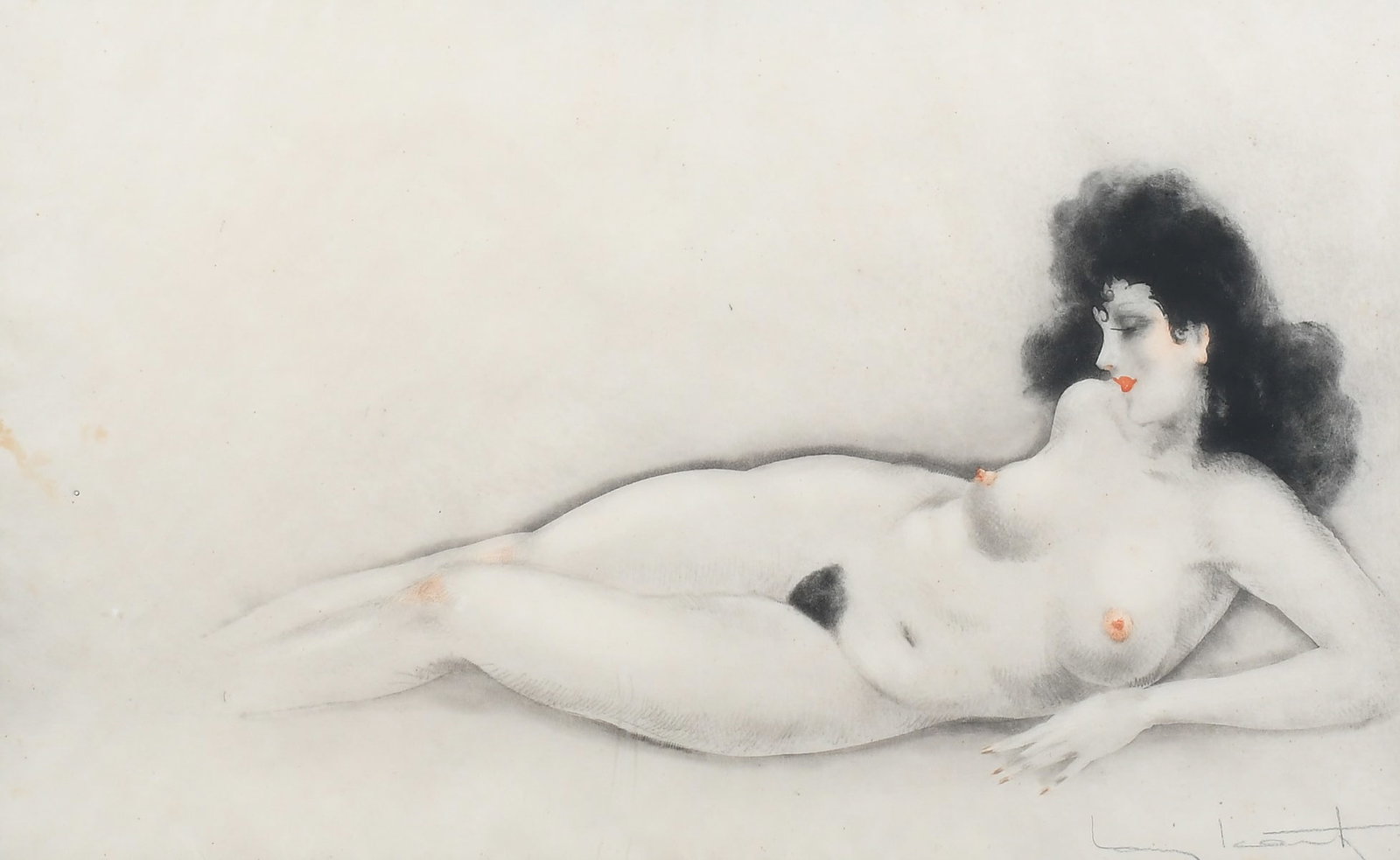 LOUIS ICART "VISIBLE VEINS" ETCHING: ICART, Louis, (French, 1888-1950): "Visible Veins", from the 1945 illustrated book "La Vie de Seins", Etching, sight size 10.5" x 17", spuriously signed lower right, framed,17.5" x 24".
