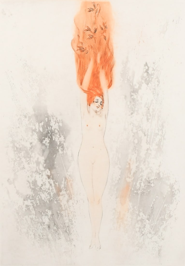 LOUIS ICART "LA GRENADE" ETCHING: ICART, Louis, (French, 1888-1950): "La Grenade", Etching, sight size 18.625" x 13", pencil signed lower right, numbered 10/10 with inscription in French lower left, custom matting to show full signatu