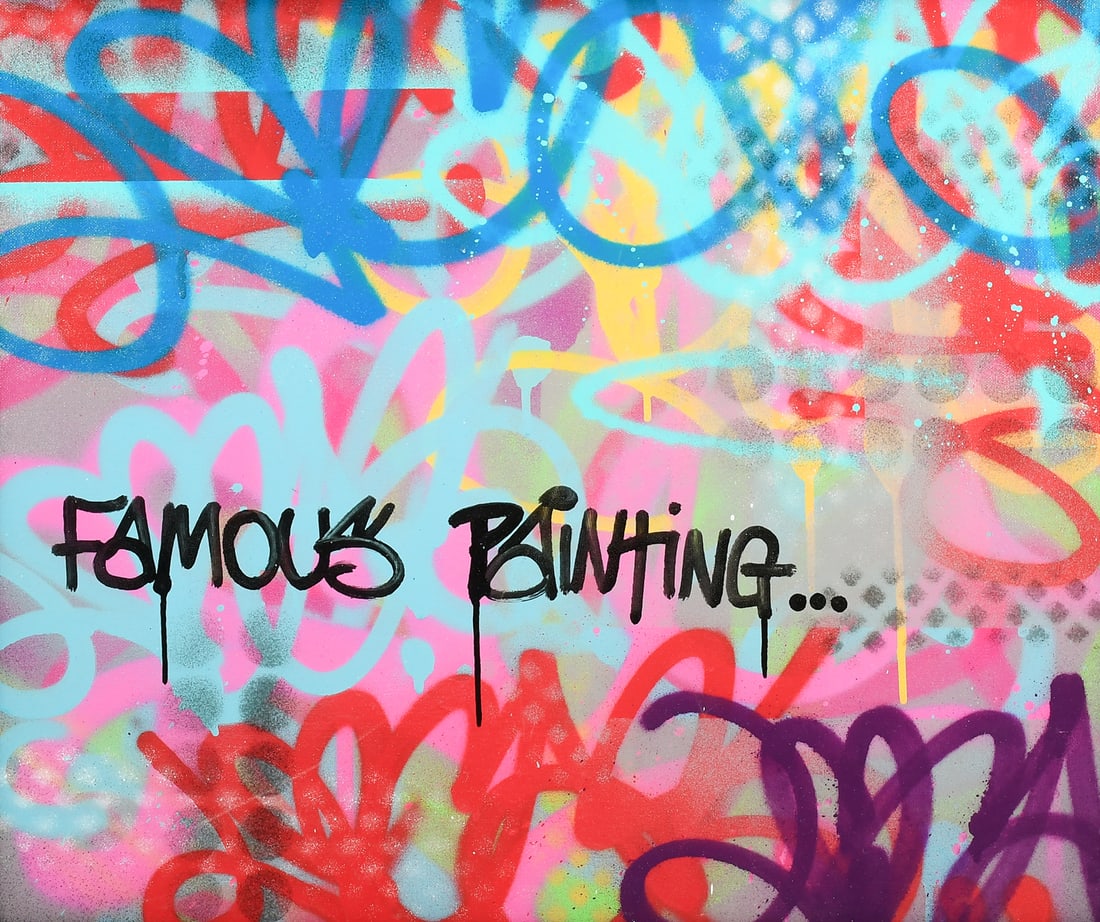 FAMOUS PAINTING GRAFFITI ARTIST: FAMOUS PAINTING GRAFFITI ARTIST: Framed, 22.75" x 26.625".