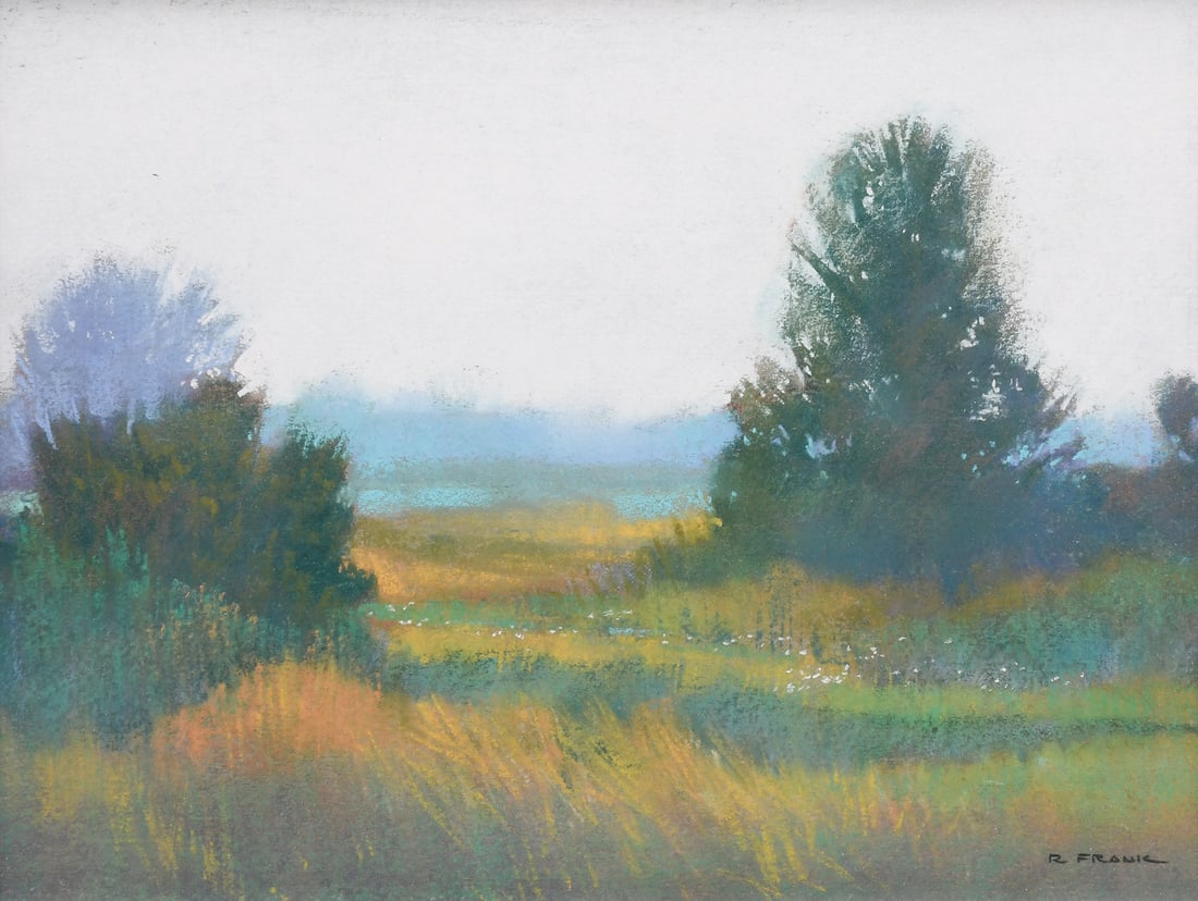 PASTORAL LANDSCAPE PASTEL SIGNED R. FRANK (1 of 4)