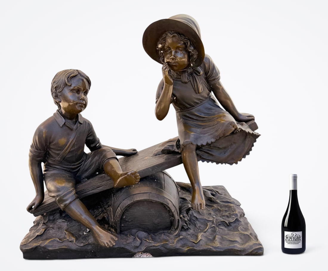 CHILDREN ON SEESAW BRONZE SIGNED JIM DAVIDSON (1 of 3)
