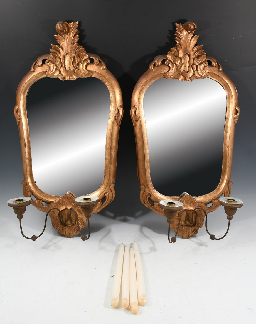 PR. OF 19TH C. FRENCH GILTWOOD MIRRORED SCONCES (1 of 4)