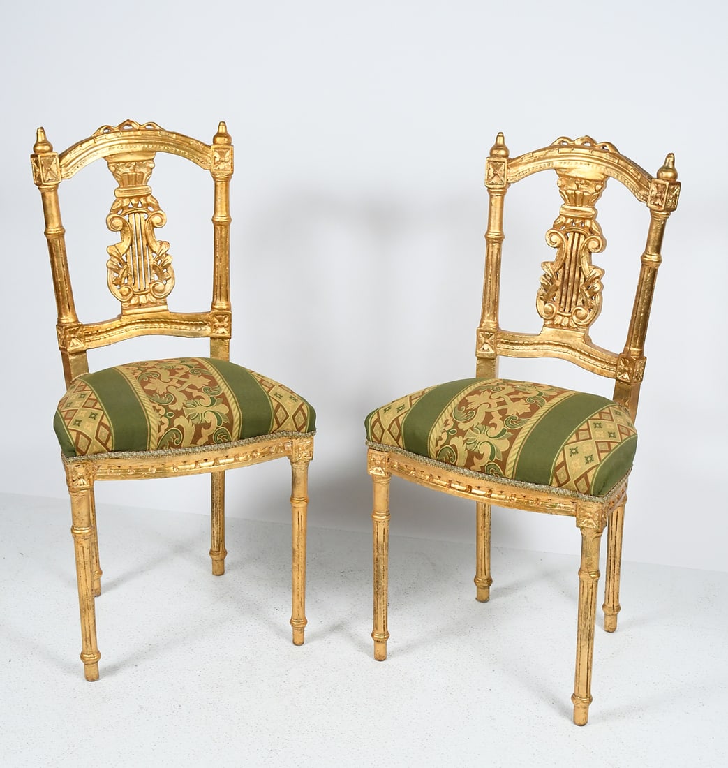PAIR OF CARVED GILT WOOD CHAIRS (1 of 4)