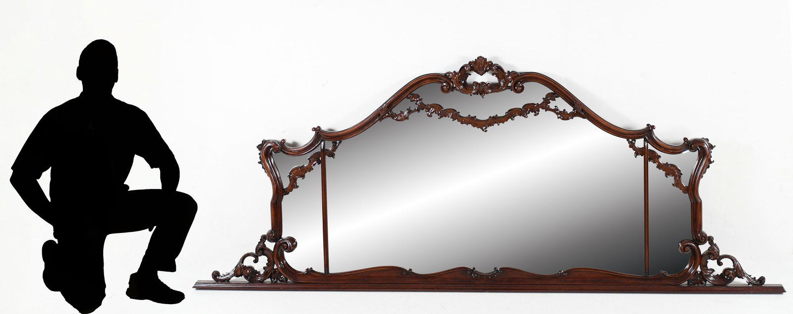 VICTORIAN CARVED MAHOGANY OVER MANTLE MIRROR (1 of 4)