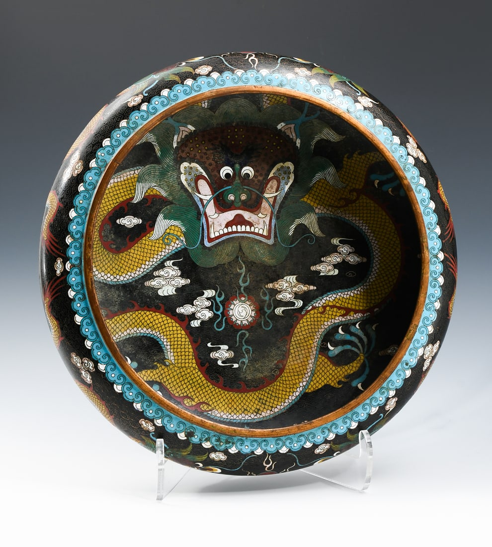 CHINESE CLOISONNE DRAGON BRUSH WASH (1 of 8)
