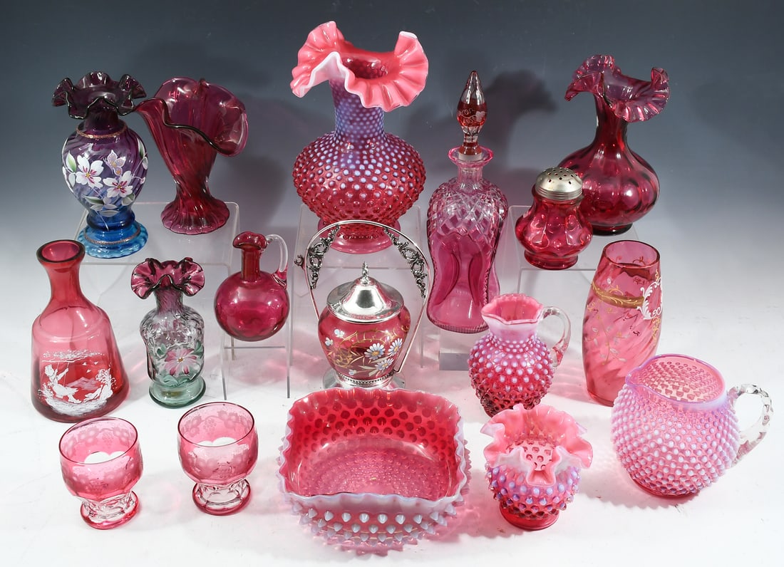 18 PC. CRANBERRY GLASS TO INCLUDE FENTON (1 of 6)