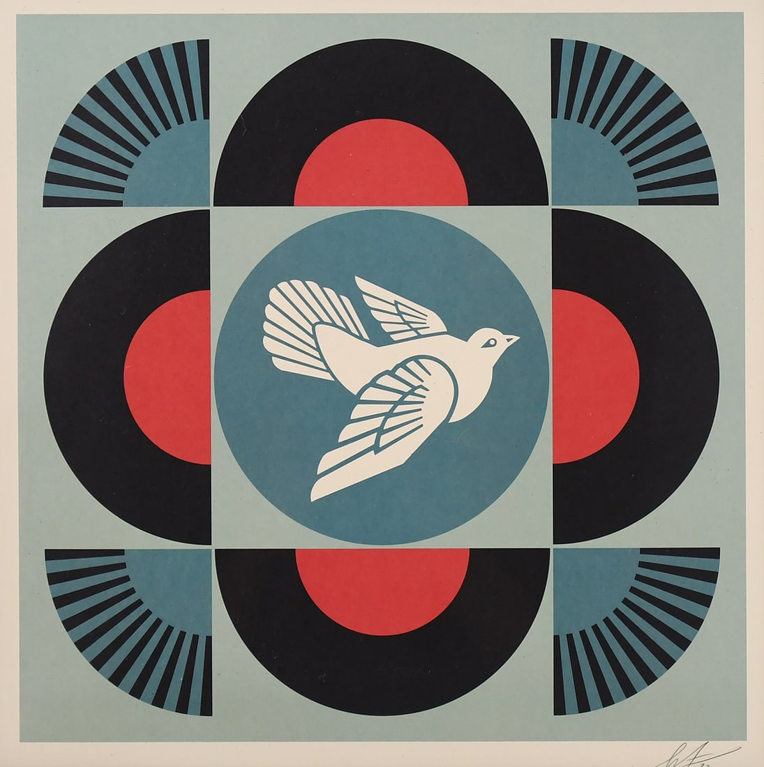 ORIGINAL SHEPARD FAIREY "GEOMETRIC DOVE" LITHOGRAP: FAIREY, Shepard, (American, b. 1970): "Geometric Dove", Lithograph/Wove Paper, 24" x 24"", signed and dated 2023 in the lower margin, framed, 30.75" x 30.75". Sold with a Certificate of Authenticity